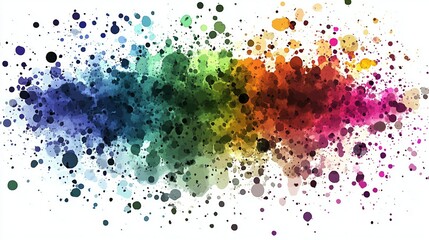 Obraz premium Colorful abstract splashes in a vibrant rainbow pattern with circles of varying sizes.