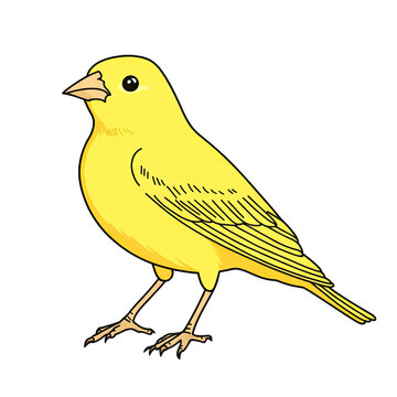 yellow canary bird standing on white clip art preview