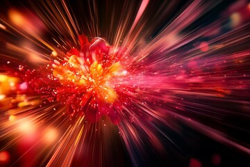 Obraz premium Dynamic explosion of colors and light in a vibrant abstract background.