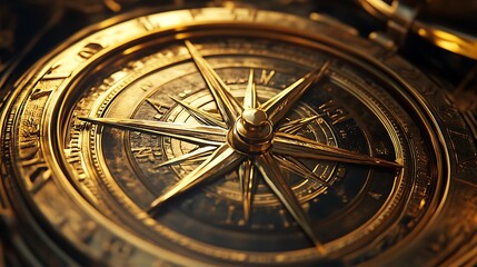 Fototapeta premium Golden Compass of Excellence - Symbol of Guidance and Precision