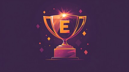 Shiny Trophy with 'E' Emblem for Excellence | Modern Graphic Design Symbolizing Achievements