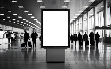 Blank Advertisement Billboard in Airport Terminal