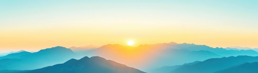 Obraz premium Sunset over the mountains, warm tones, peaceful summer evening, outdoor adventure