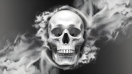 Human Skull with Smoke Effect   Halloween  Gothic  Spooky  Death  Mystery  Anatomy  Art  I