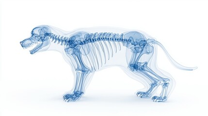 Obraz premium Canine Skeleton Anatomy X ray 3D Model