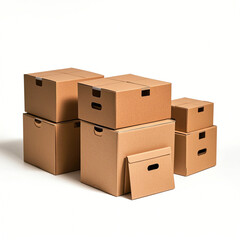 Fototapeta premium Cardboard boxes isolated on white background