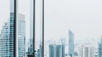 Urban Oasis: A Potted Plant Brings Serenity to a High-Rise Room