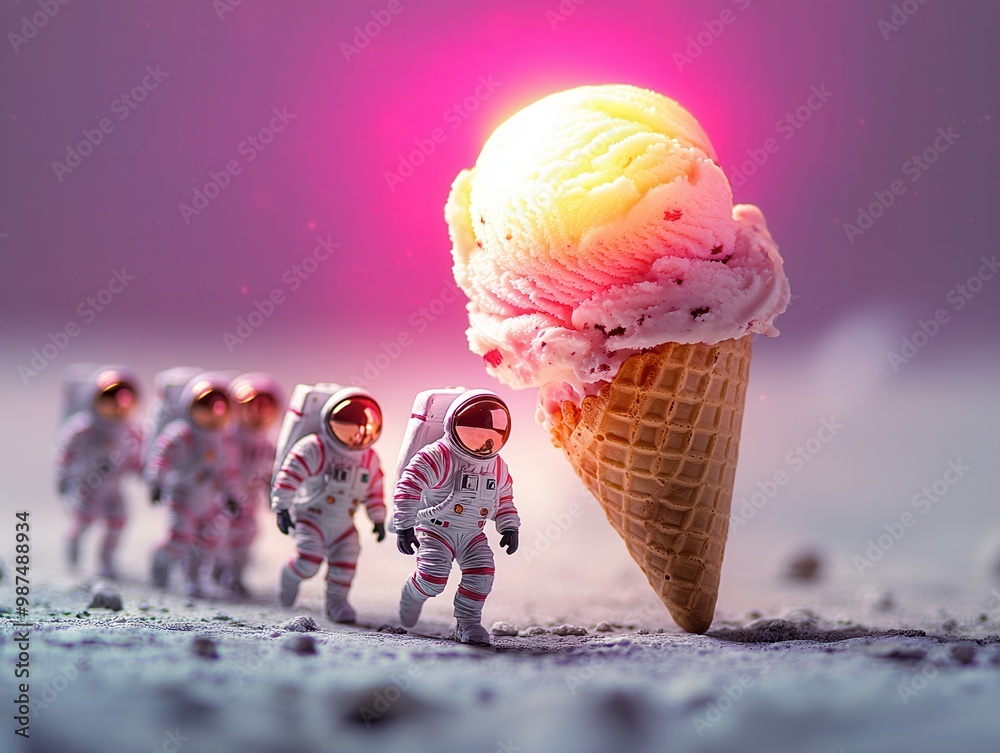 Poster Astronauts on a Mission to Find Ice Cream.