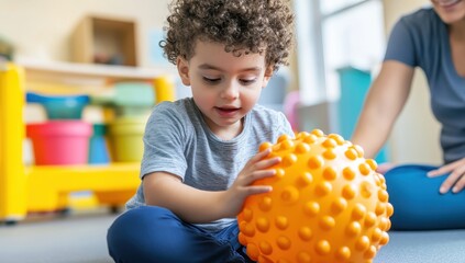 Child with Autism Engaged in Sensory Play Activities