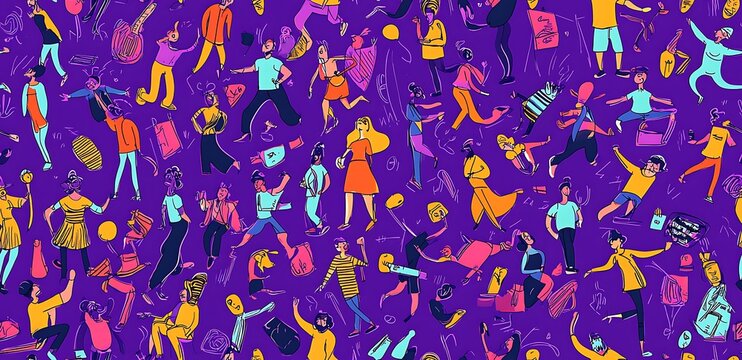 Helloween cartoon style characters seamless pattern