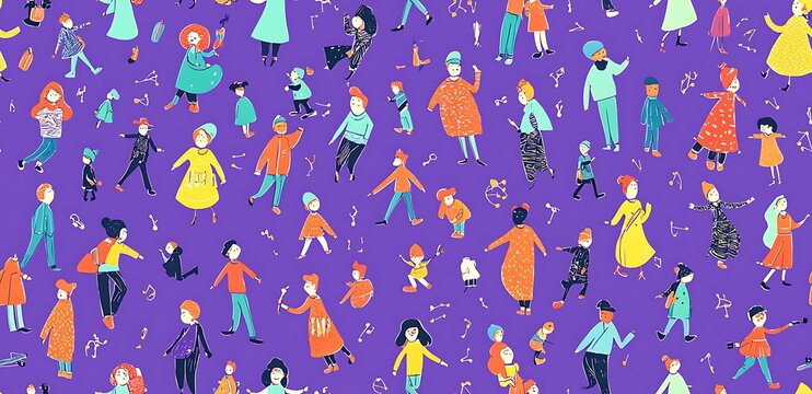 Helloween cartoon style characters seamless pattern