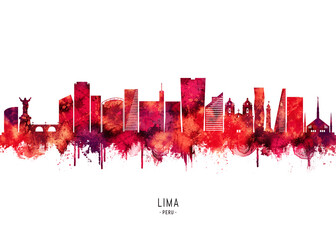 Fototapeta premium Lima Peru Skyline Red