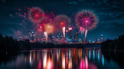 Celebratory Fireworks Lighting Up the Night Sky for Festive Events