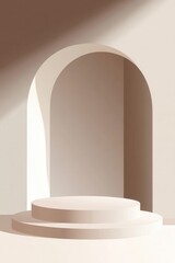 Minimalist Architectural Design with Soft Shadows and Neutral Tones in Modern Interior Space