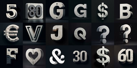 Concrete Lettering Typeface. AI generated illustration