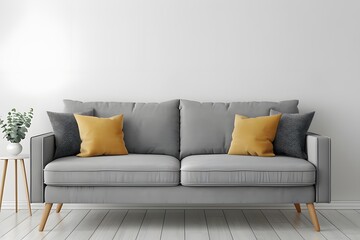 Modern sofa. Furniture for modern interior, minimalist design. Living room interior with sofa.