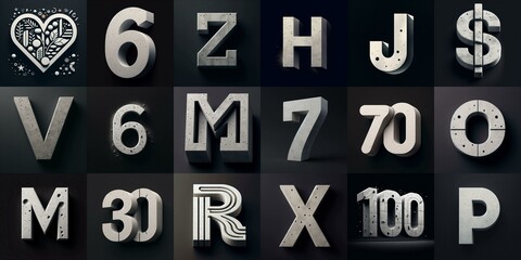 Concrete Lettering Typeface. AI generated illustration