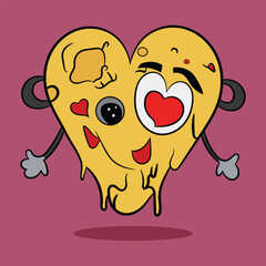 Cheese Love Melted Cartoon vector icon Illustration
