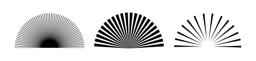 Vector Sunburst Shapes on Black Colour