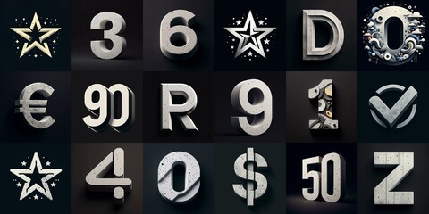 Concrete Lettering Typeface. AI generated illustration