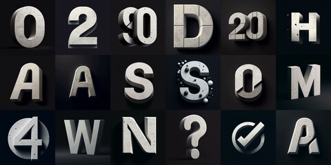 Concrete Lettering Typeface. AI generated illustration