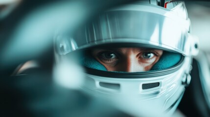 This high-contrast image captures the close-up view of a helmet, focusing on its reflective surface and intricate design, symbolizing protection and advanced technology in sports.