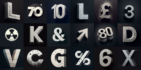 Concrete Lettering Typeface. AI generated illustration
