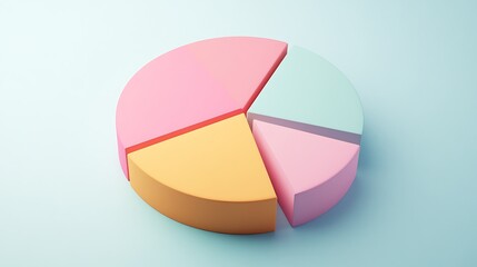Fototapeta premium Serene Pastel Pie Chart Depicting Diverse Expense Categories in Minimalist Graphic Design