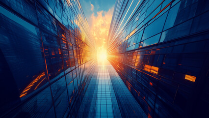 Obraz premium Futuristic Skyscrapers: A Smart City in the Sun