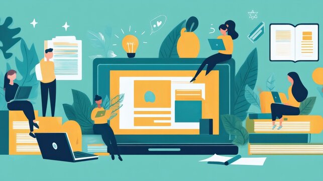 An online learning platform for adults, showing learners participating in flexible courses that fit into their busy schedules, with career-focused topics