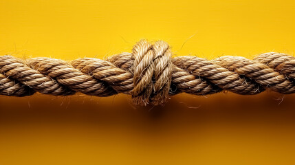 Fototapeta premium A rope with knot, isolated on a colored background 