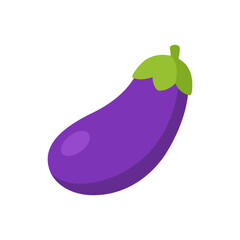 Cartoon eggplant icon. Simple flat color vector vegetable illustration.