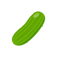 Cartoon cucumber icon. Simple flat color vector vegetable illustration.