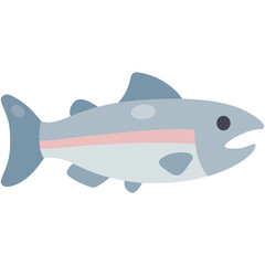 Cartoon salmon icon. Simple flat color vector style fish illustration.