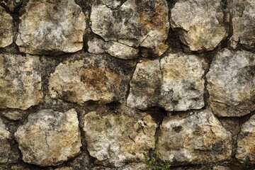Weathered Stone Wall Texture with Green Foliage
