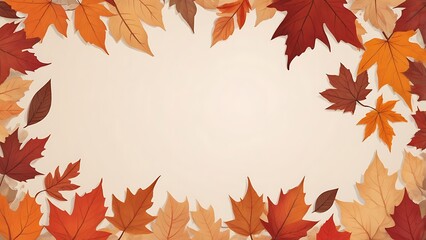 Obraz premium abstract illustration vector of autumn leaves with yellow, red and orange colors on solid yellow background 