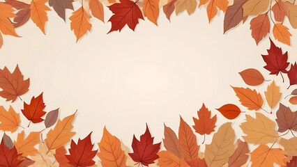 Fototapeta premium abstract illustration vector of autumn leaves with yellow, red and orange colors on solid yellow background 