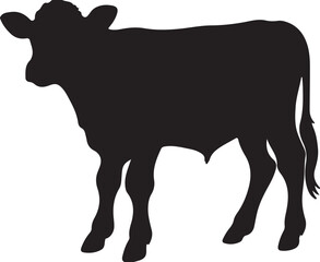 silhouette of calf vector art illustration