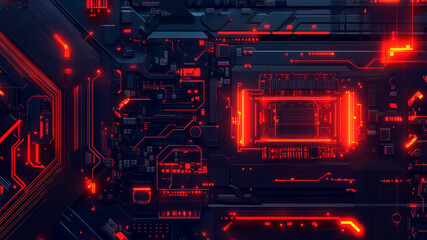 Obraz premium Technological background. microcircuit and computer parts