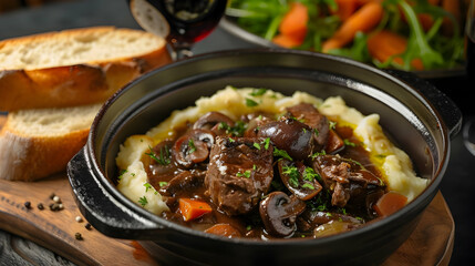 Beef Stew with Mashed Potatoes and Mushrooms A Hearty French Cuisine
