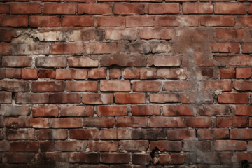 Fototapeta premium Processed collage of obsolete red brock masonry wall texture. Background for banner, backdrop