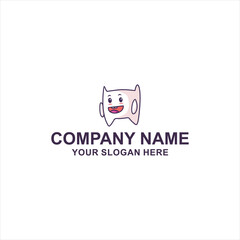 Cartoon Tooth Cute Logo Vector Illustration