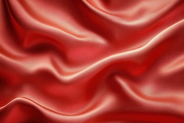 Fototapeta premium Close-up of Smooth, Wavy, Red Fabric
