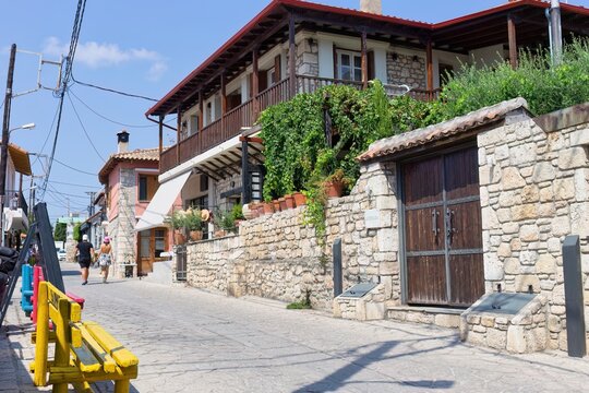 street in the old town in Afytos on the Kassandra-Chalkidiki peninsula - Greece