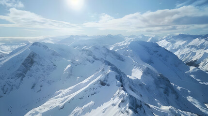 Obraz premium Aerial View of a Majestic Snowy Mountain Range