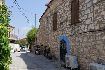 street in the old town in Afytos on the Kassandra-Chalkidiki peninsula - Greece
