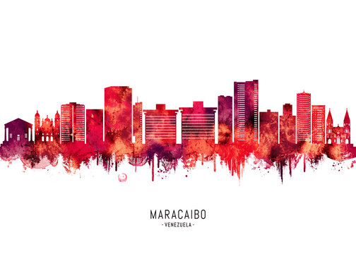 Maracaibo Venezuela Skyline Red