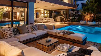 Modern Home with Swimming Pool and Outdoor Living Space