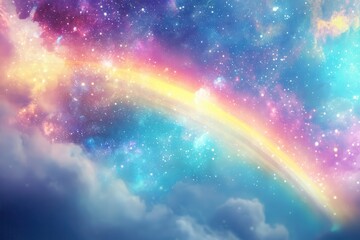 A Rainbow Arcing Through a Starry, Cloudy Sky