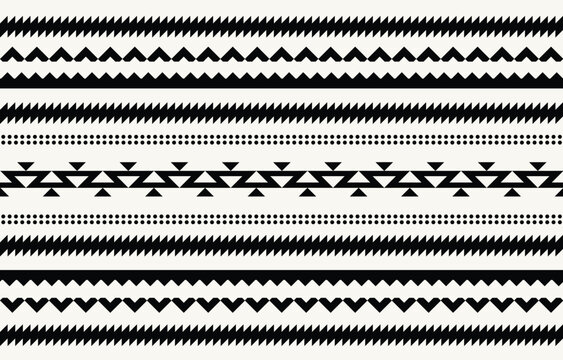 Ethnic tribal afican black and white stripe  background. Seamless tribal pattern, folk embroidery, tradition geometric ornament. Traditional design for fabric, textile, print, rug, paper